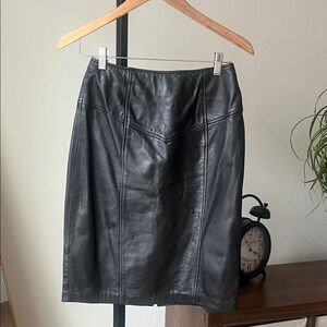 Architect Vintage Black Leather Skirt. Preloved